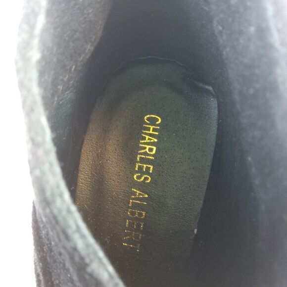 (3/$22) Charles Albert black open toe faux cowsuede heel shoe boot with buckled - Picture 12 of 17